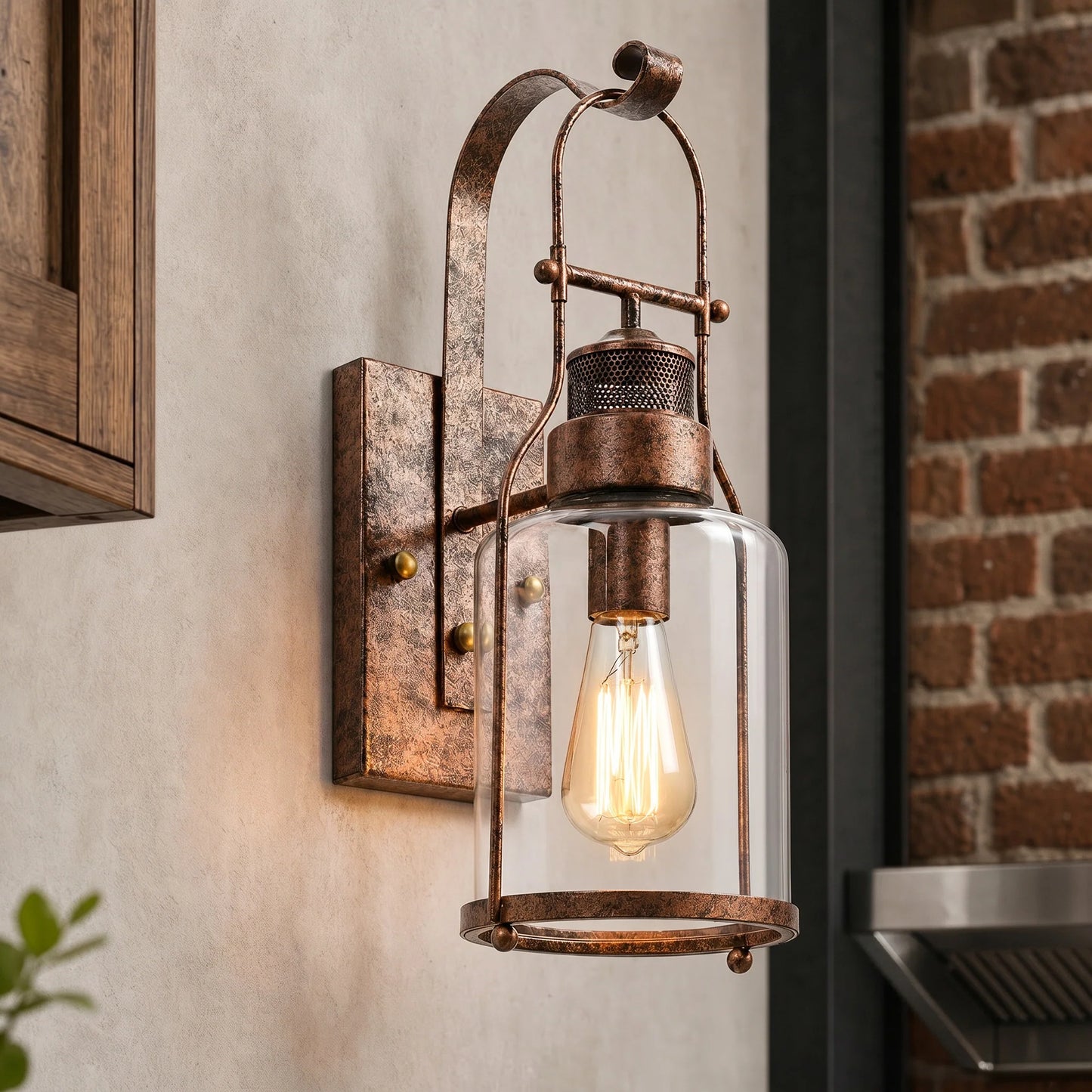 Corwin Industrial Metal Glass Jar Wall Sconce