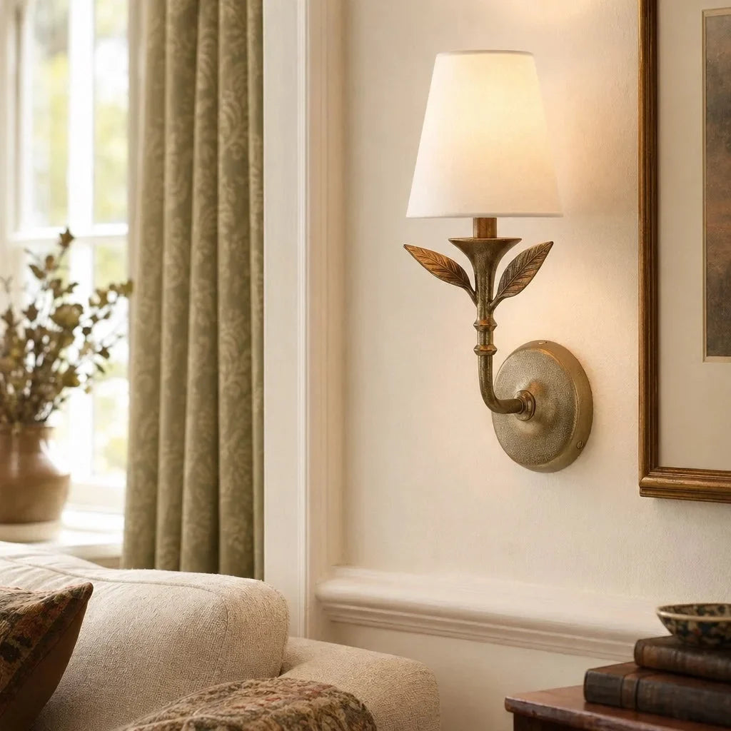 Thalen Rustic Botanical Forged Iron Wall Sconce