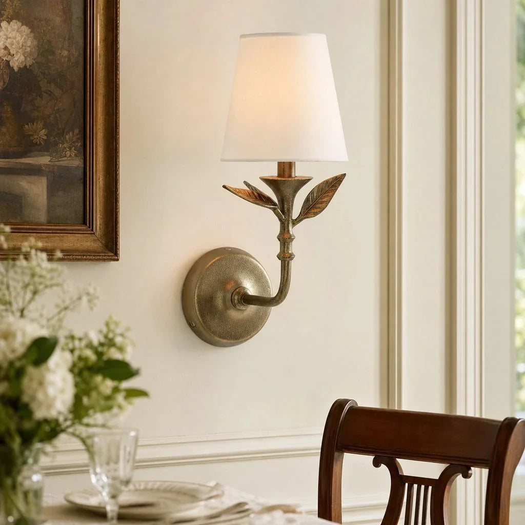 Thalen Rustic Botanical Forged Iron Wall Sconce
