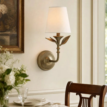 Thalen Rustic Botanical Forged Iron Wall Sconce