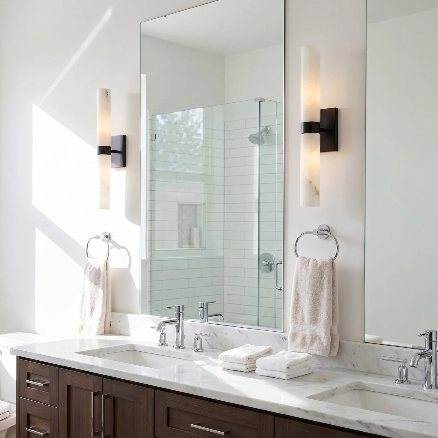Elaris Modern Alabaster Double Tube Wall Sconce