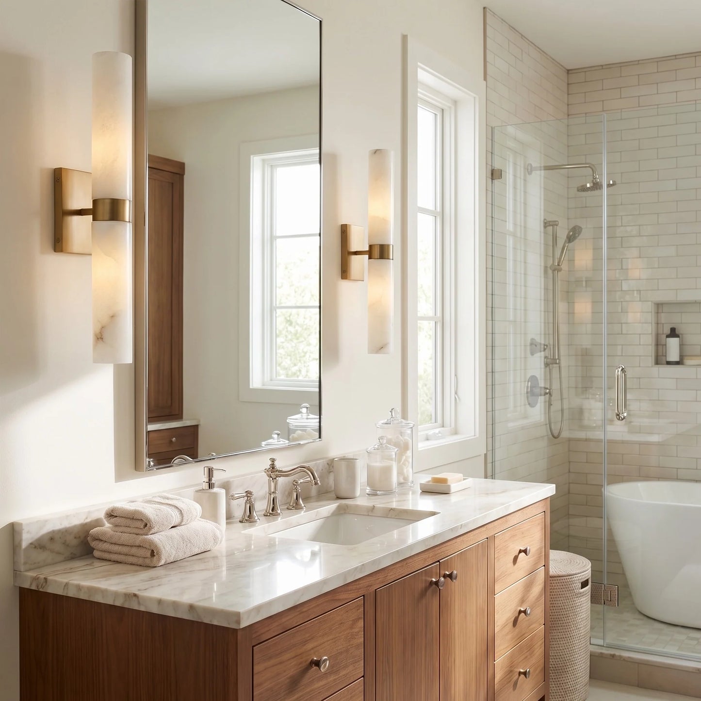 Elaris Modern Alabaster Double Tube Wall Sconce