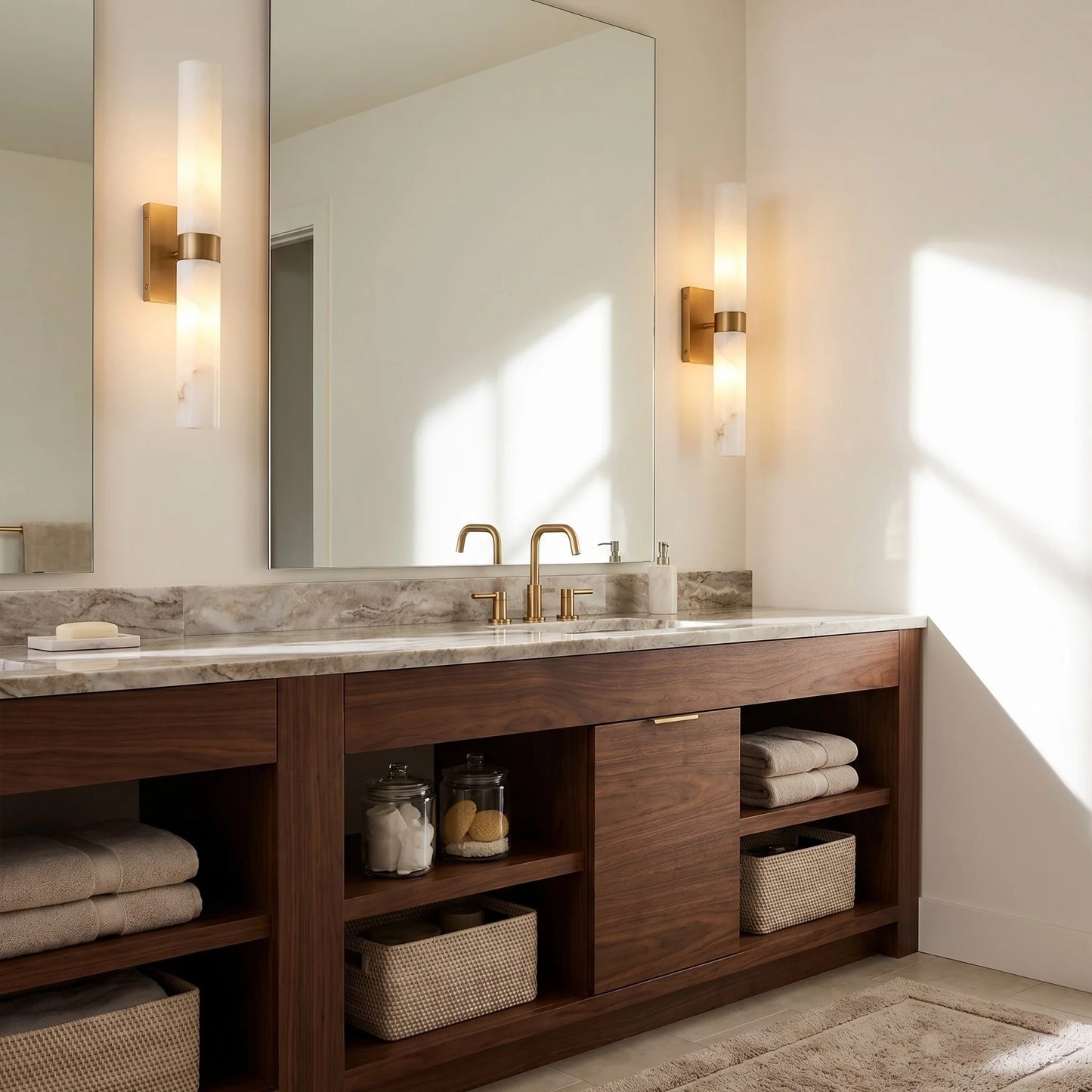 Elaris Modern Alabaster Double Tube Wall Sconce