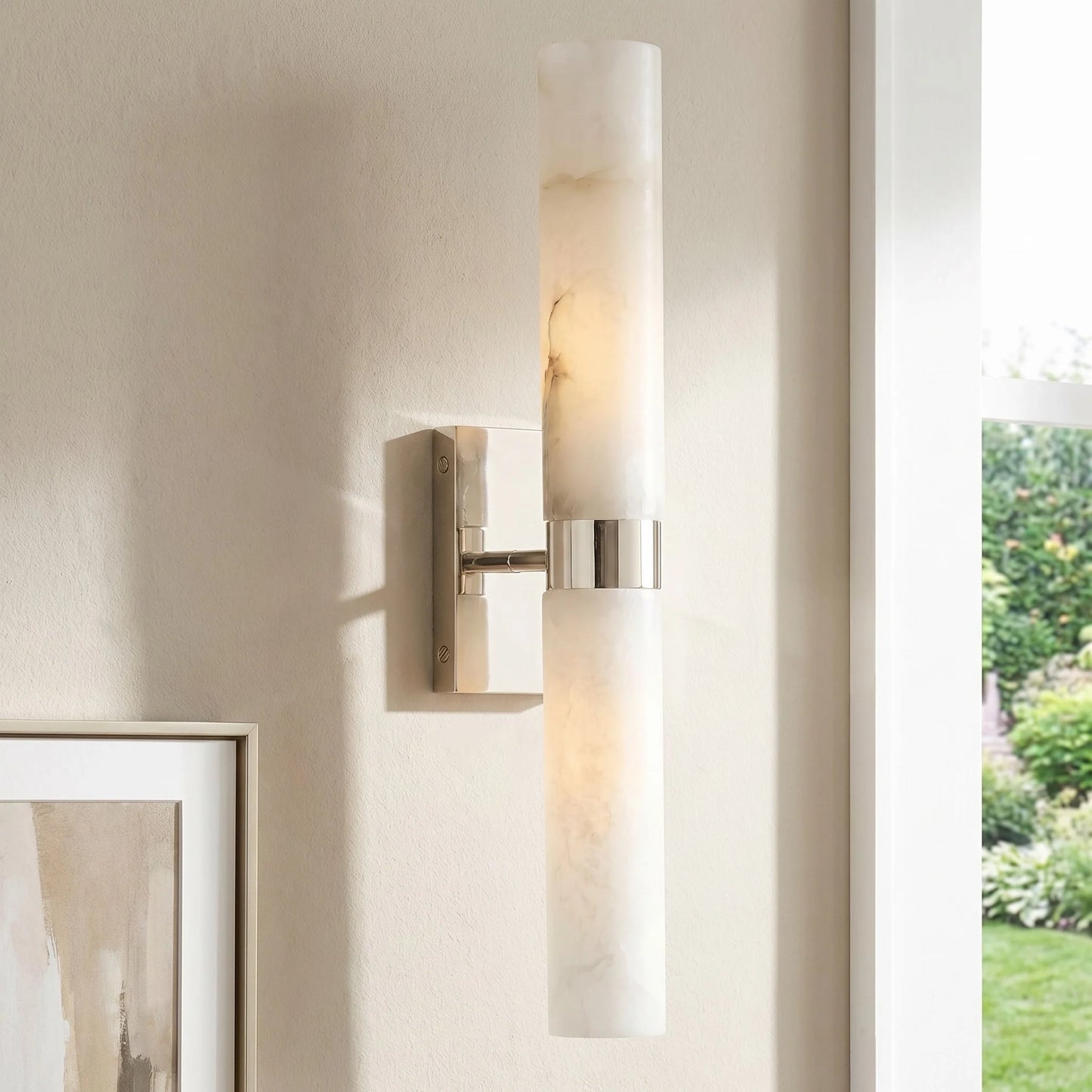 Elaris Modern Alabaster Double Tube Wall Sconce