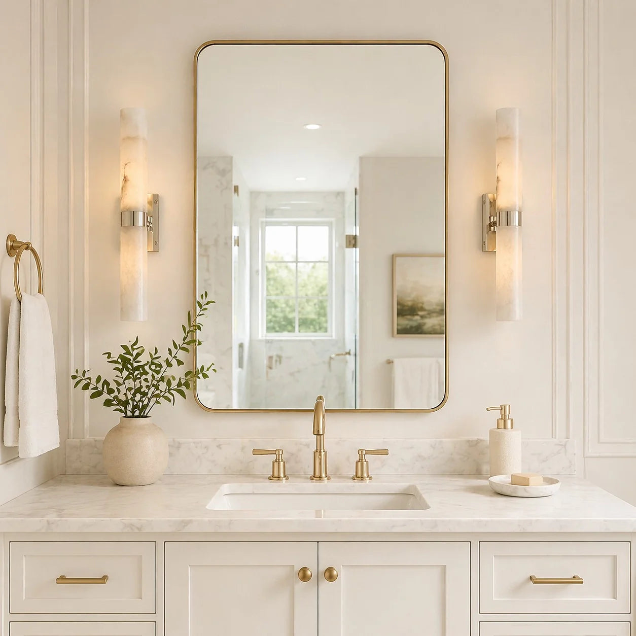 Elaris Modern Alabaster Double Tube Wall Sconce
