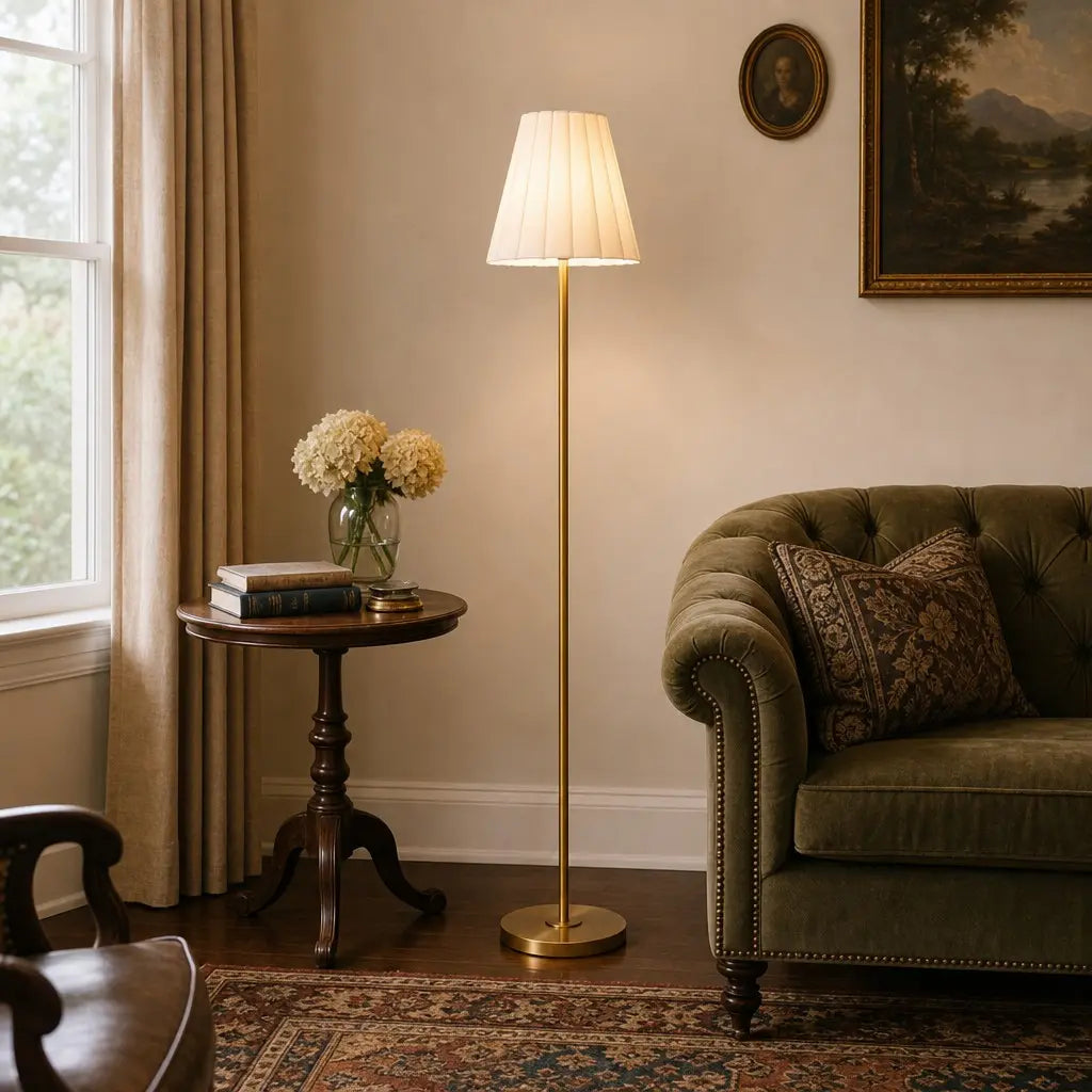 Theryn Modern Tapered Shade Linen Floor Lamp