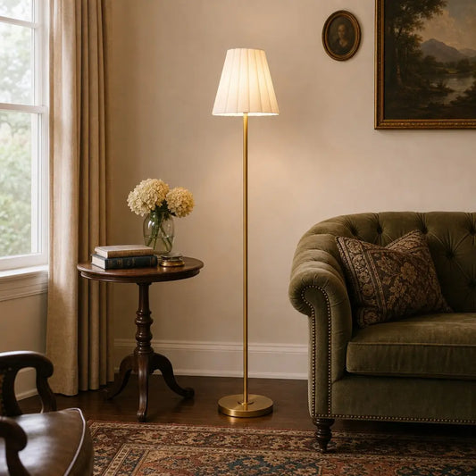 Theryn Modern Tapered Shade Linen Floor Lamp