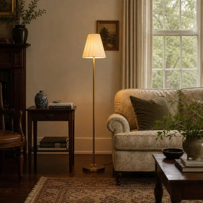 Theryn Modern Tapered Shade Linen Floor Lamp