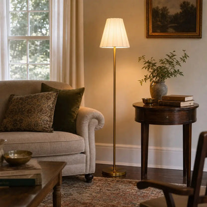 Theryn Modern Tapered Shade Linen Floor Lamp