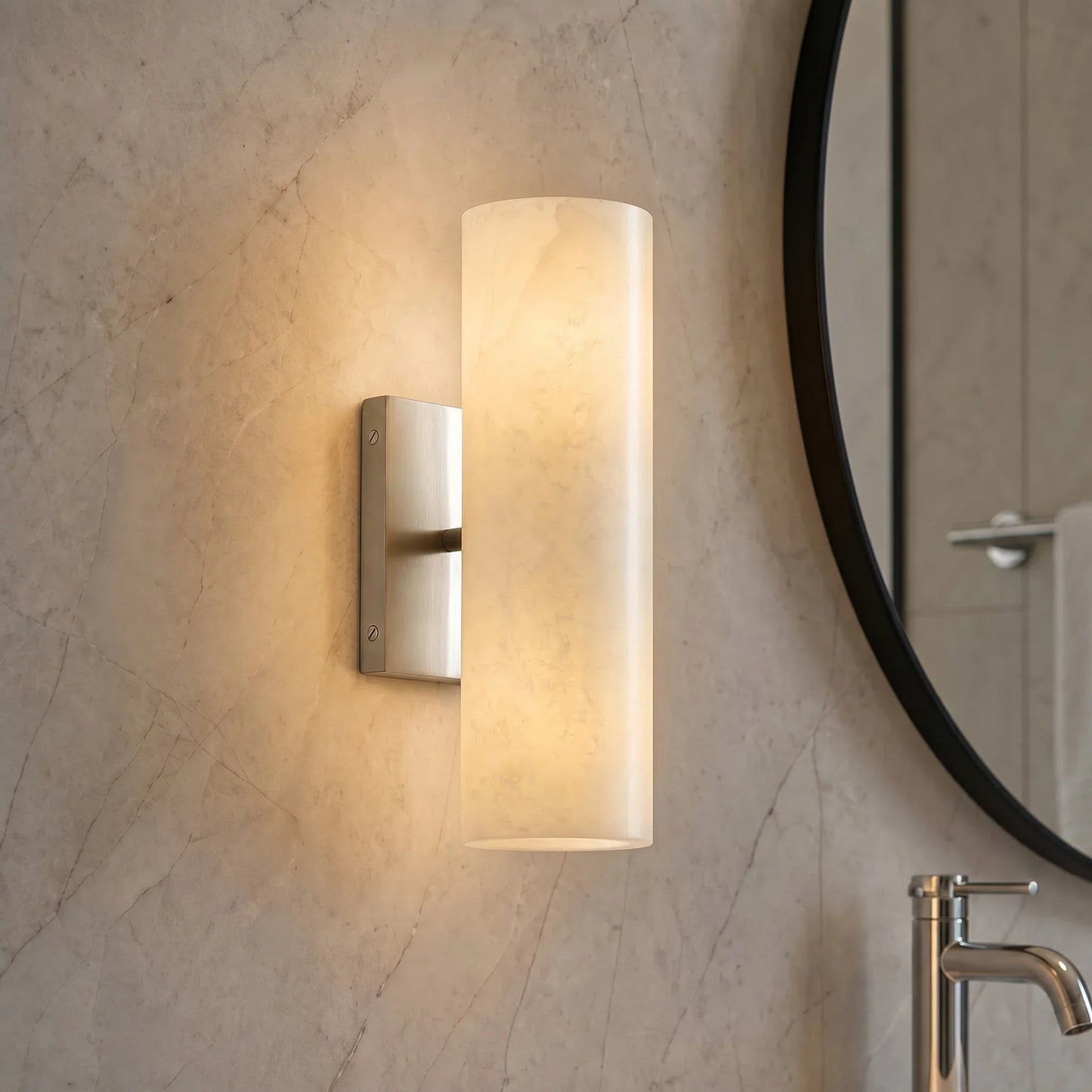 Corven Modern Elegant Alabaster Tube Sconce