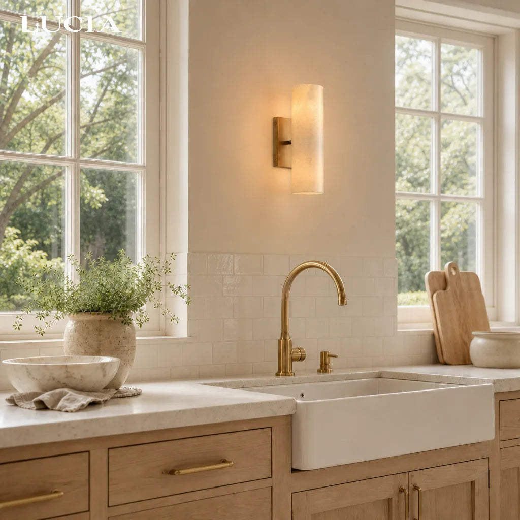 Corven Modern Elegant Alabaster Tube Sconce