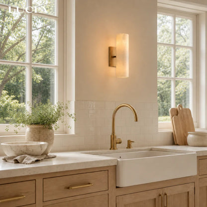 Corven Modern Elegant Alabaster Tube Sconce