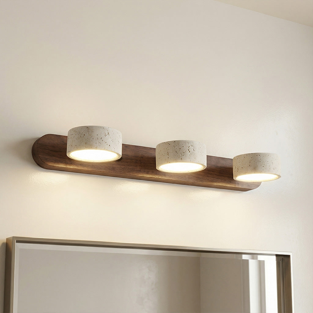 Kaelis Rustic Adjustable Travertine Wood Wall Sconce