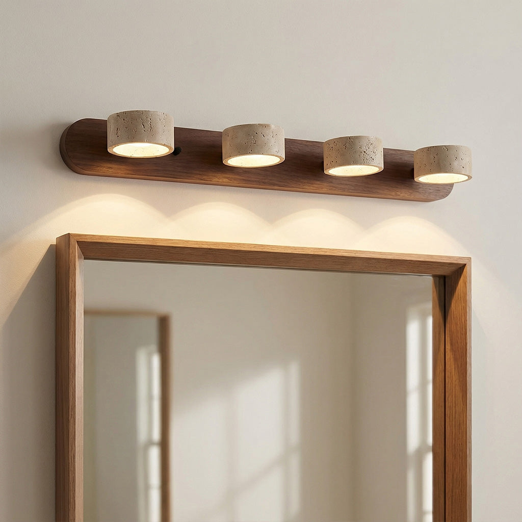Kaelis Rustic Adjustable Travertine Wood Wall Sconce