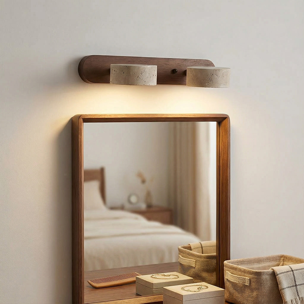 Kaelis Rustic Adjustable Travertine Wood Wall Sconce