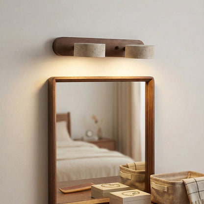 Kaelis Rustic Adjustable Travertine Wood Wall Sconce