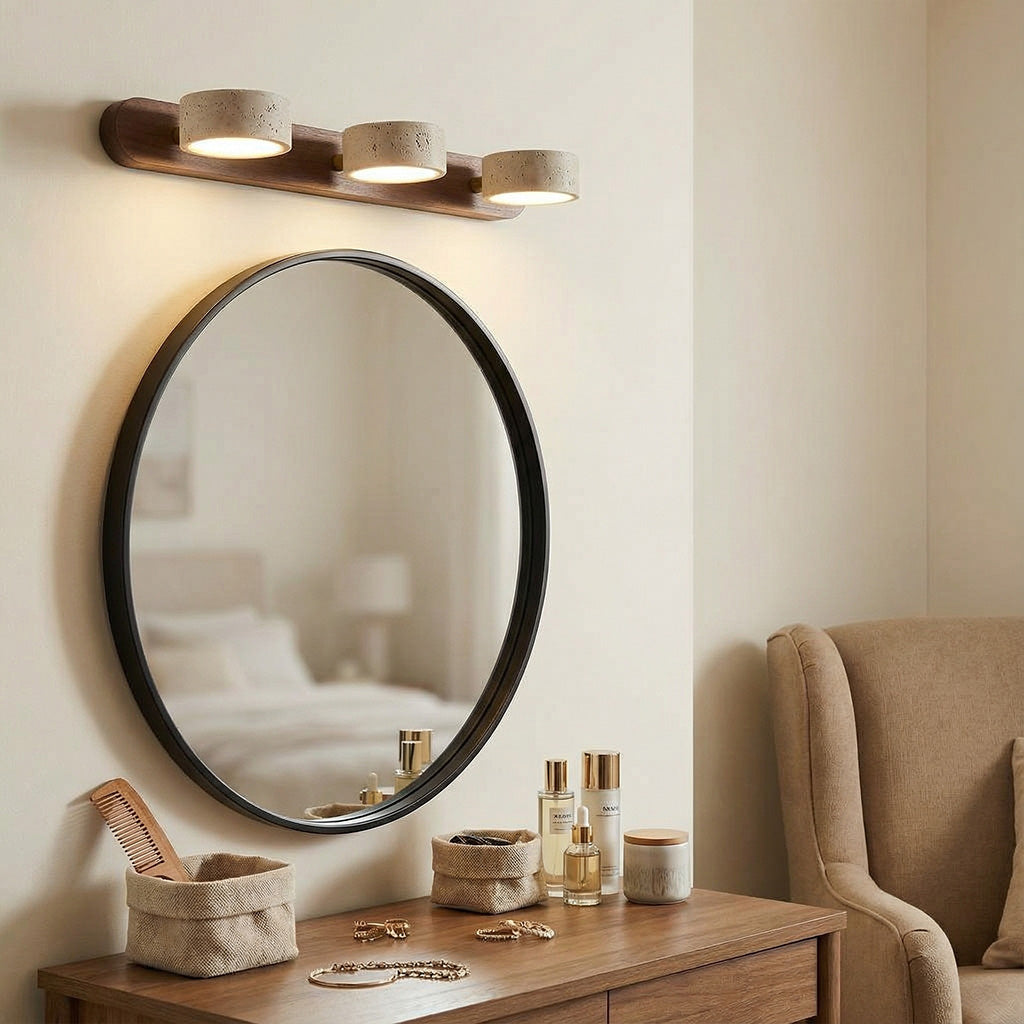 Kaelis Rustic Adjustable Travertine Wood Wall Sconce