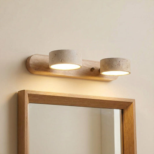 Kaelis Rustic Adjustable Travertine Wood Wall Sconce
