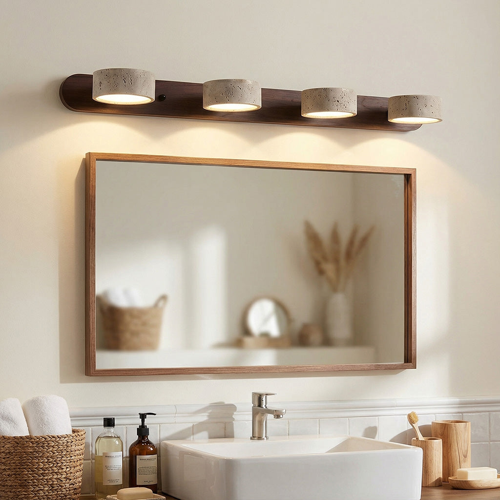 Kaelis Rustic Adjustable Travertine Wood Wall Sconce