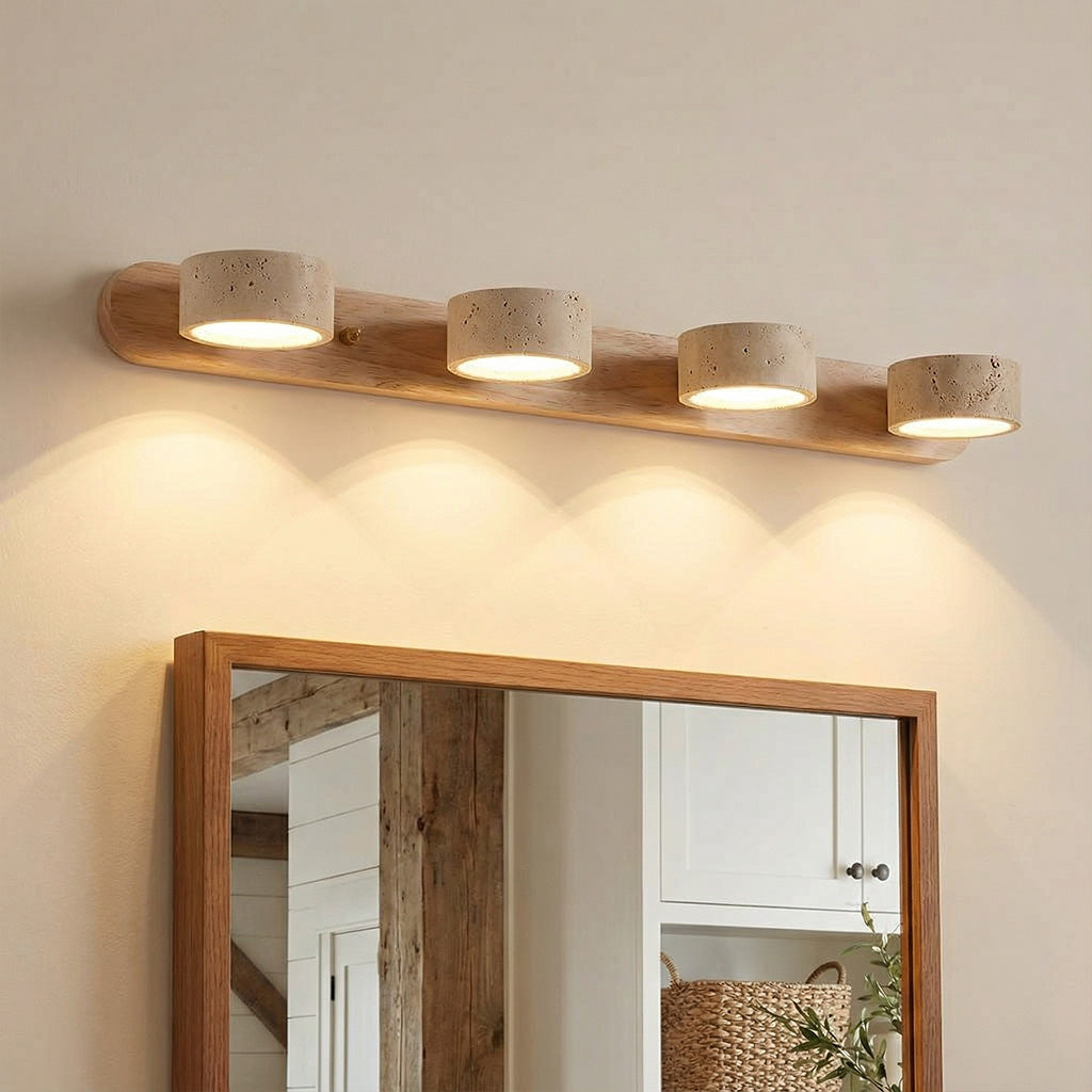 Kaelis Rustic Adjustable Travertine Wood Wall Sconce