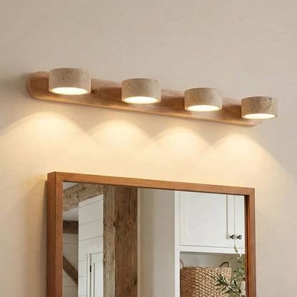 Kaelis Rustic Adjustable Travertine Wood Wall Sconce