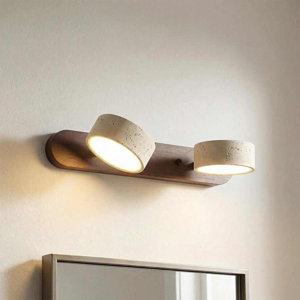 Kaelis Rustic Adjustable Travertine Wood Wall Sconce