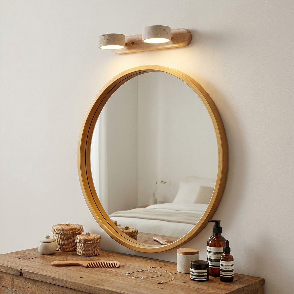 Kaelis Rustic Adjustable Travertine Wood Wall Sconce