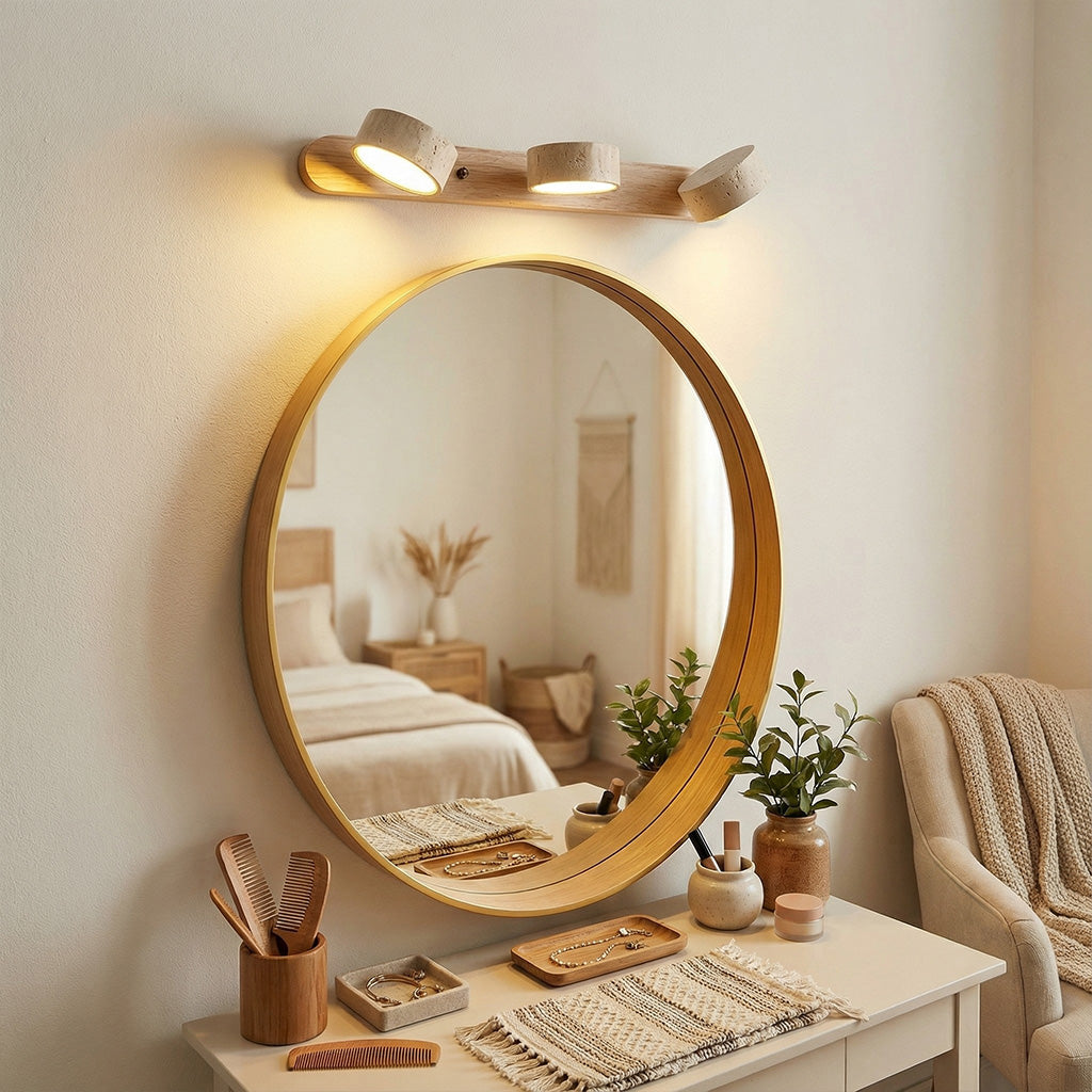 Kaelis Rustic Adjustable Travertine Wood Wall Sconce