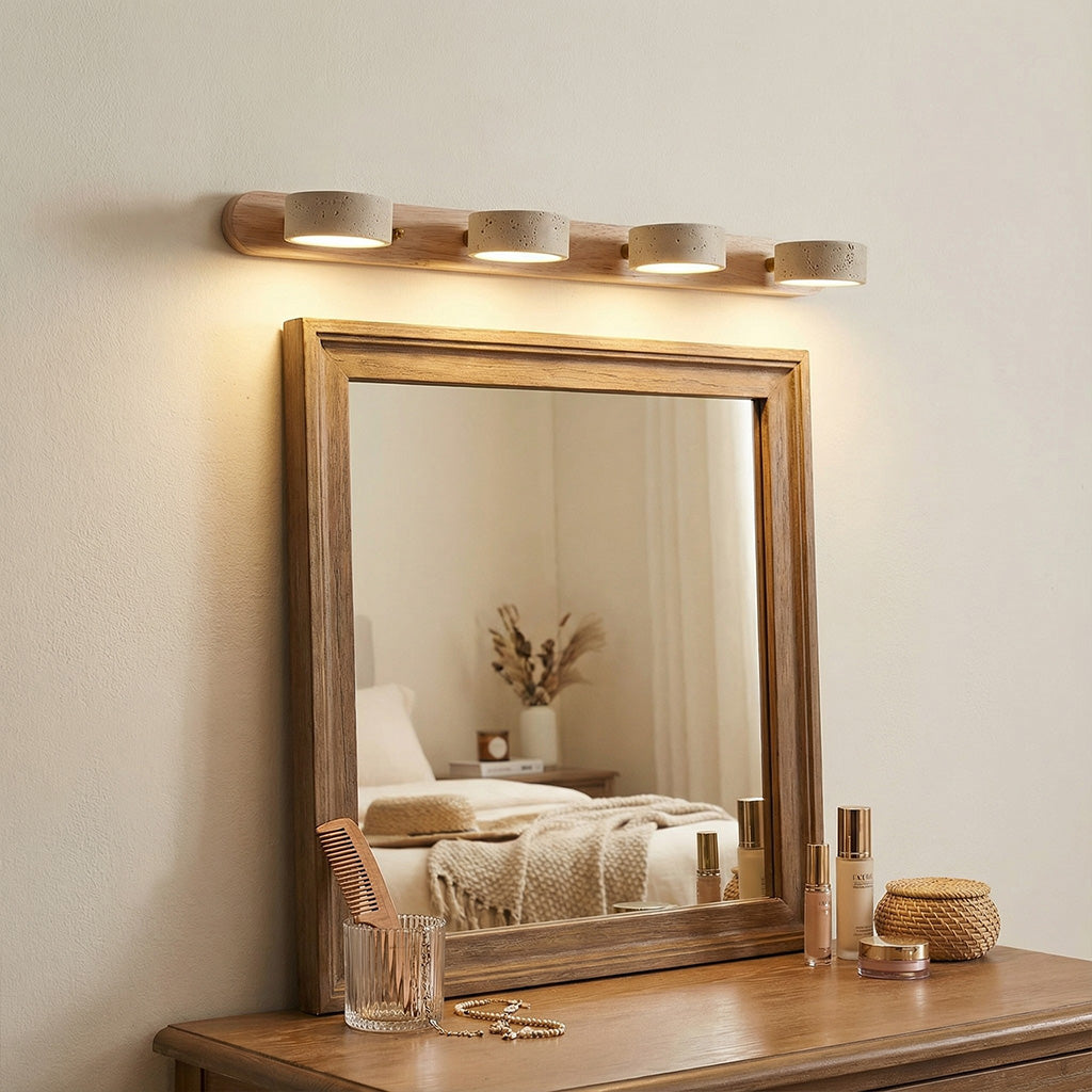 Kaelis Rustic Adjustable Travertine Wood Wall Sconce