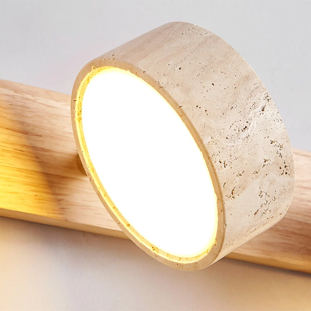Kaelis Rustic Adjustable Travertine Wood Wall Sconce