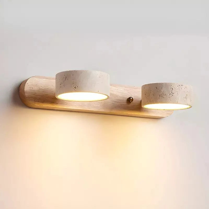Kaelis Rustic Adjustable Travertine Wood Wall Sconce