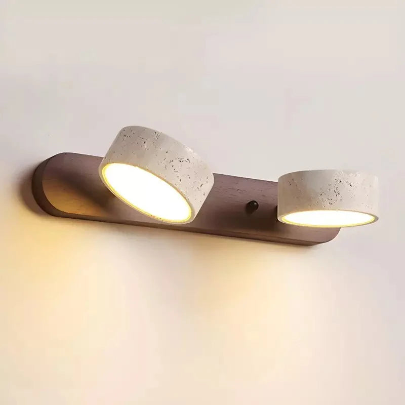 Kaelis Rustic Adjustable Travertine Wood Wall Sconce
