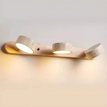 Kaelis Rustic Adjustable Travertine Wood Wall Sconce