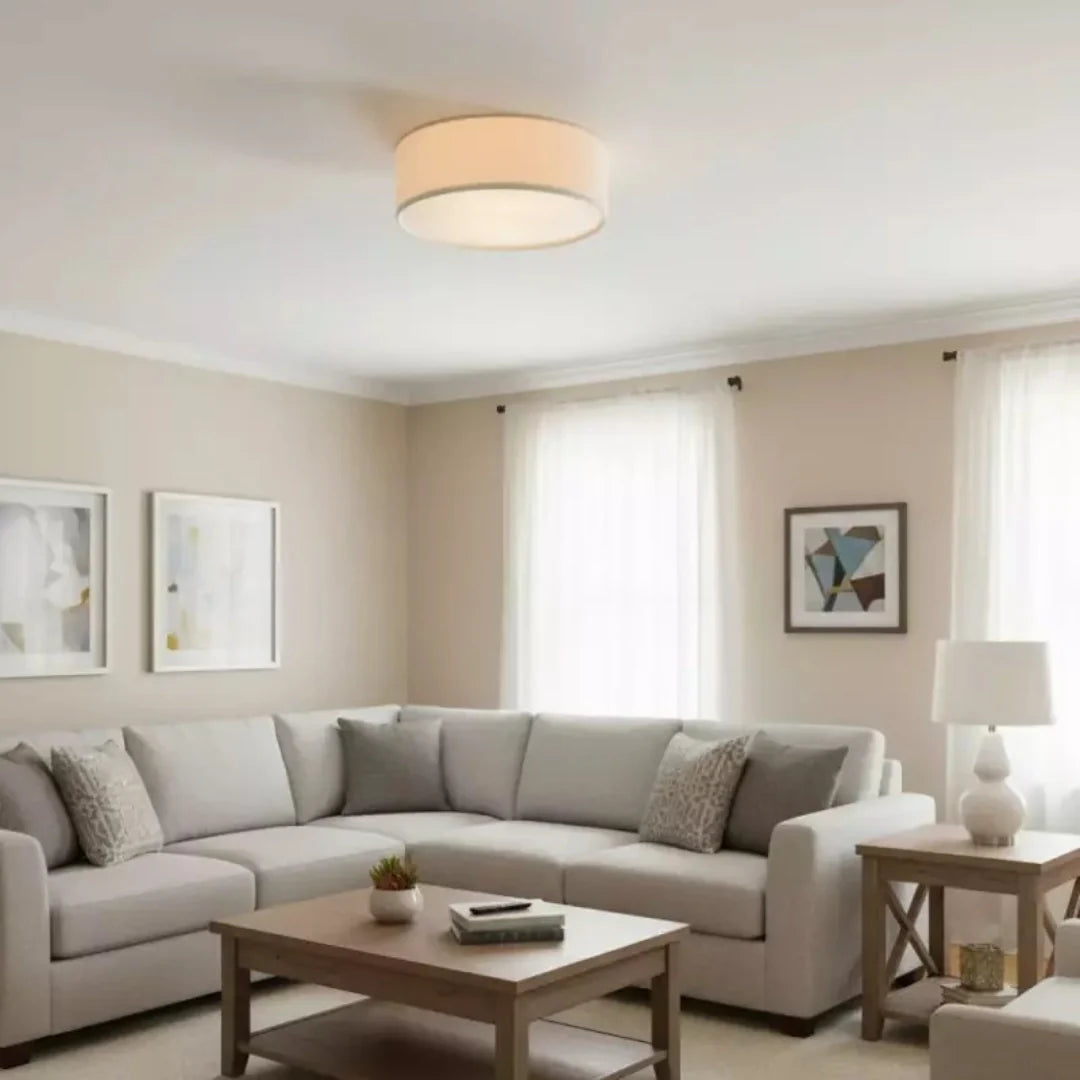 Novera Modern Minimalist Fabric Drum Ceiling Light