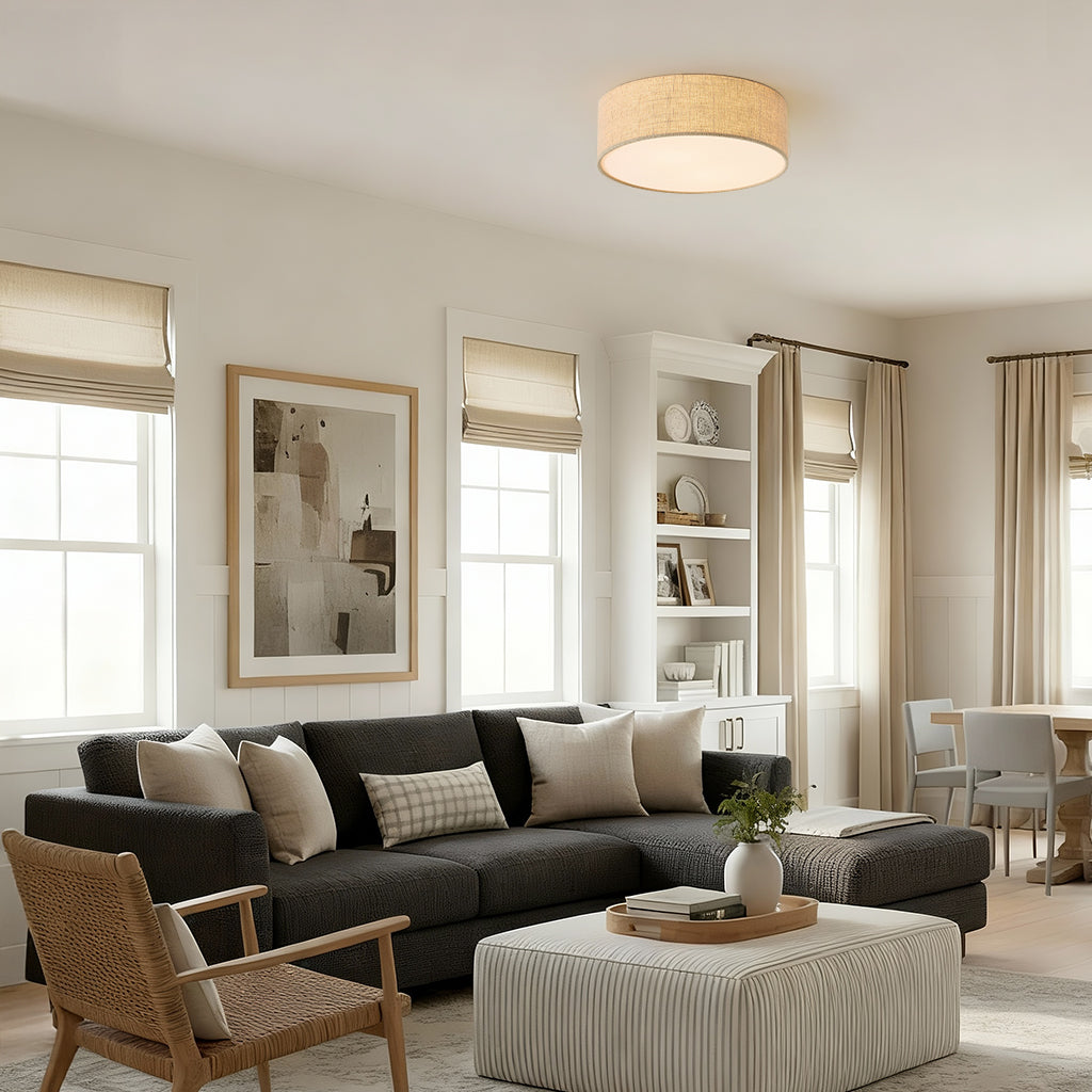 Novera Modern Minimalist Fabric Drum Ceiling Light