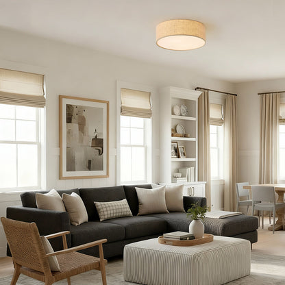 Novera Modern Minimalist Fabric Drum Ceiling Light