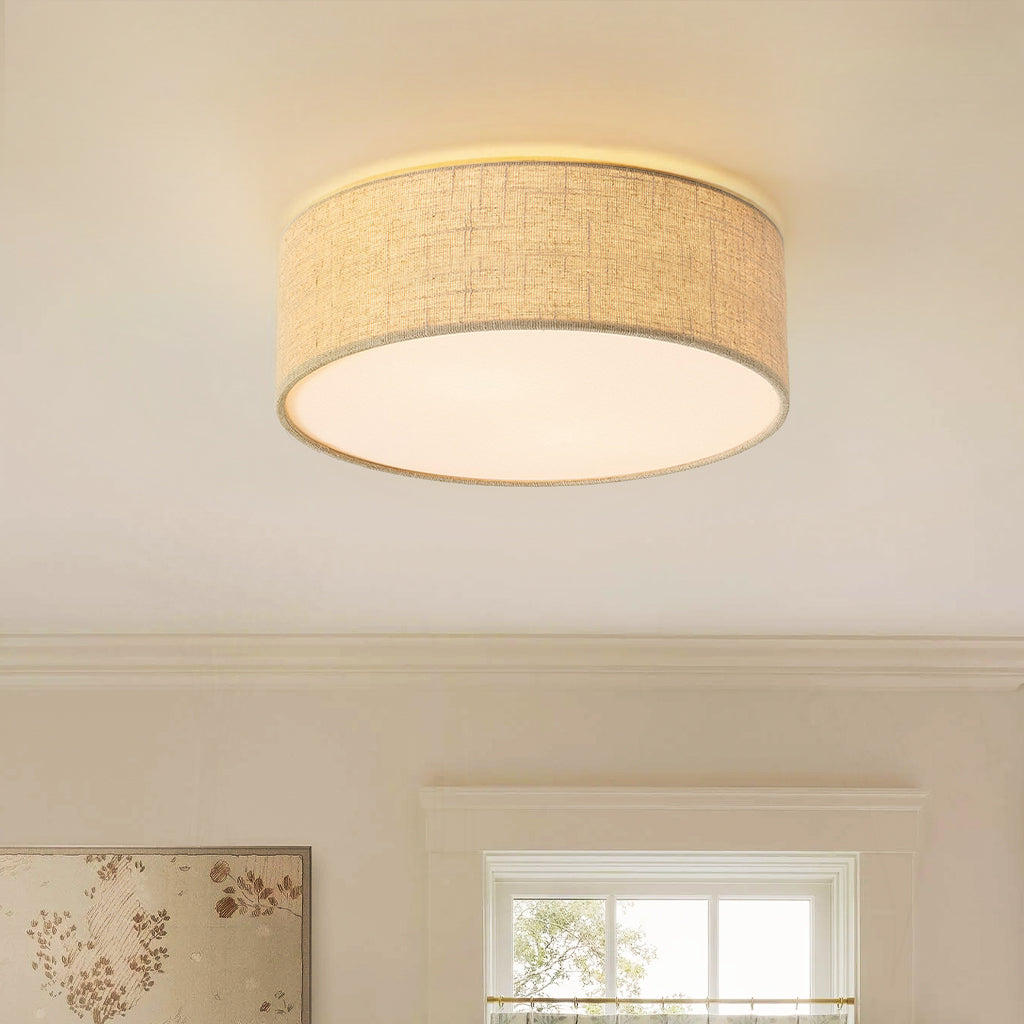 Novera Modern Minimalist Fabric Drum Ceiling Light
