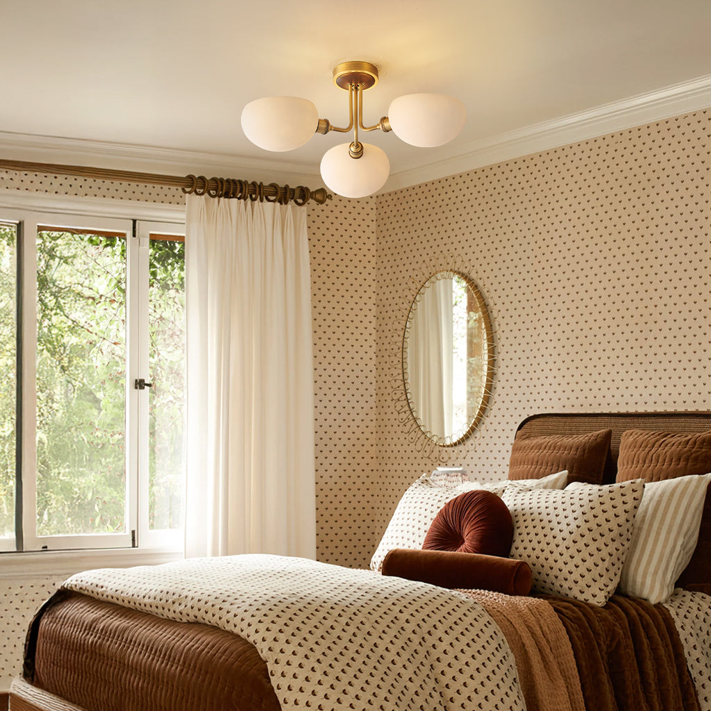 Theonis Farmhouse Brass Ceramic Ceiling Light