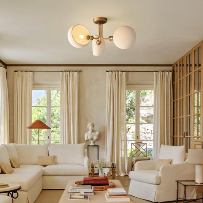 Theonis Farmhouse Brass Ceramic Ceiling Light