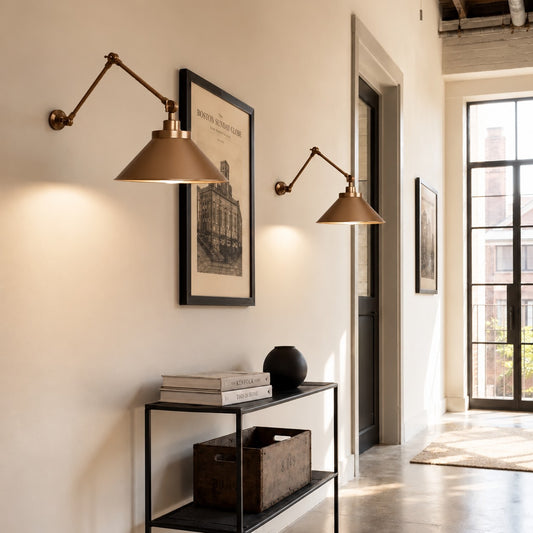 Galilea Industrial Brass Adjustable Wall Lamp
