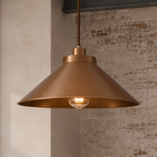 Galilea Retro Antique Brass Cone Shade Pendant Light