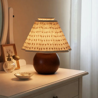 Virell Vintage Country Pleated Floral Linen Table Lamp