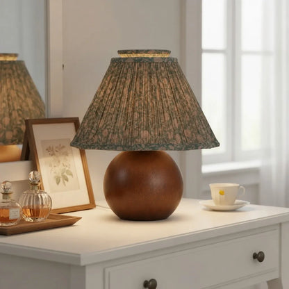 Virell Vintage Country Pleated Floral Linen Table Lamp