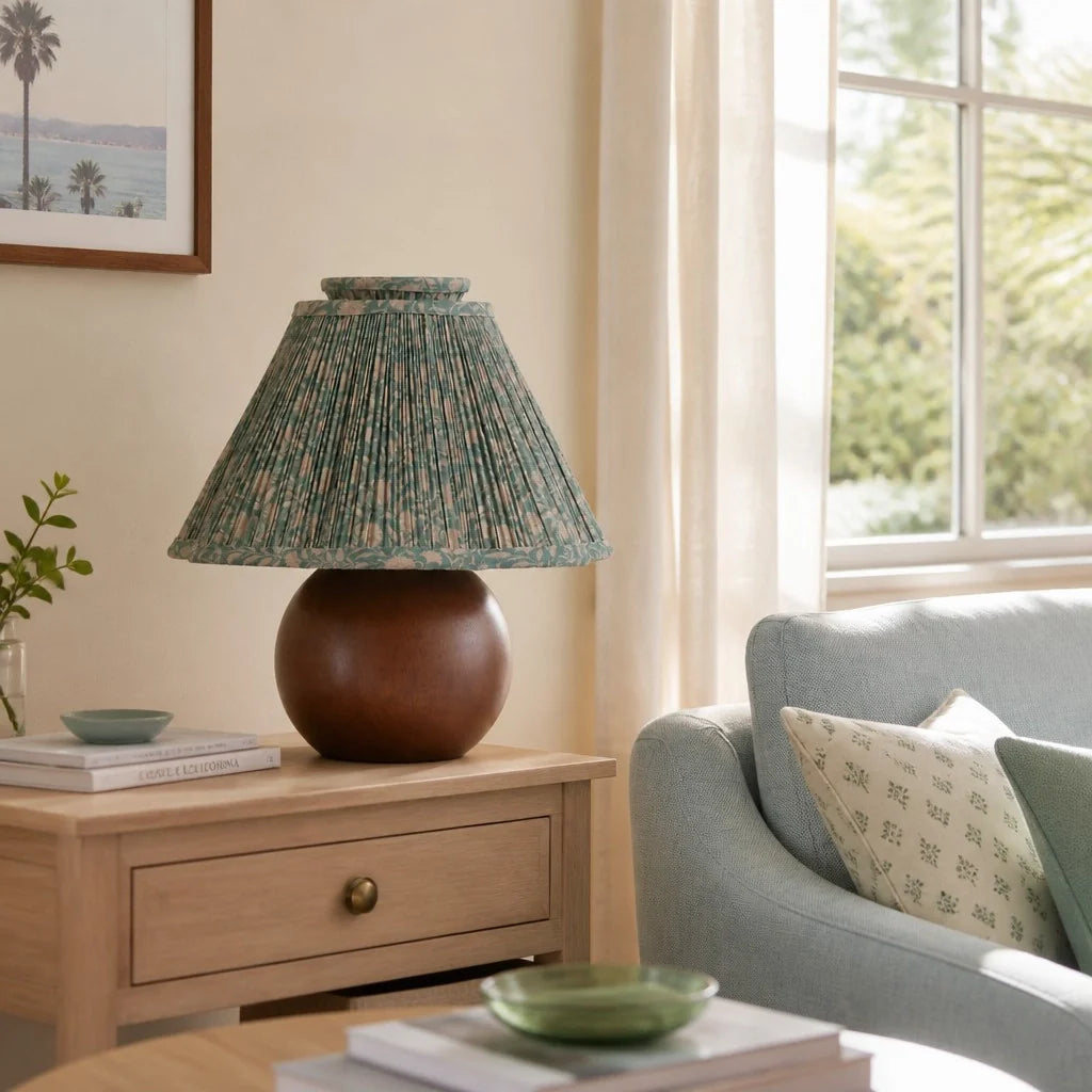 Virell Vintage Country Pleated Floral Linen Table Lamp