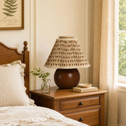 Virell Vintage Country Pleated Floral Linen Table Lamp