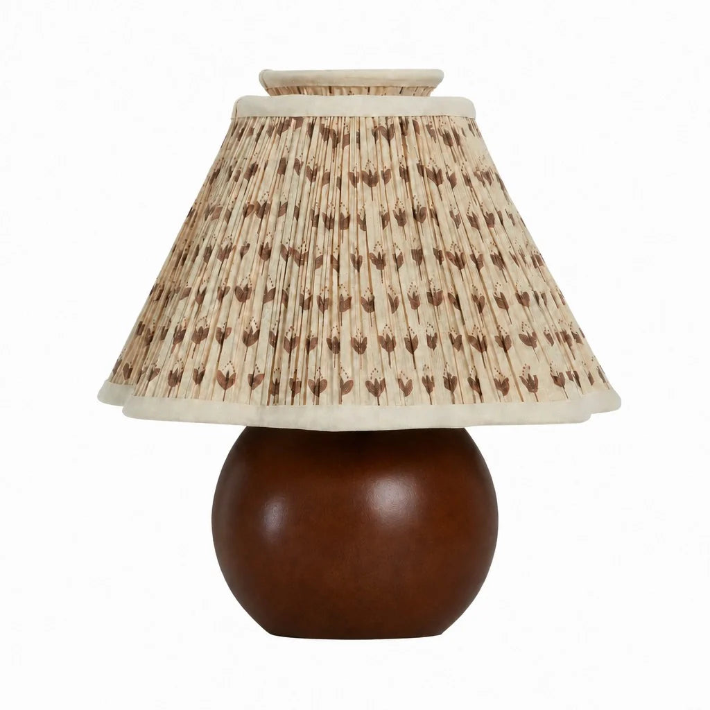 Virell Vintage Country Pleated Floral Linen Table Lamp