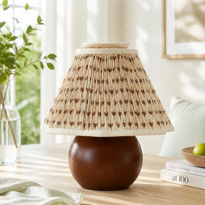 Virell Vintage Country Pleated Floral Linen Table Lamp