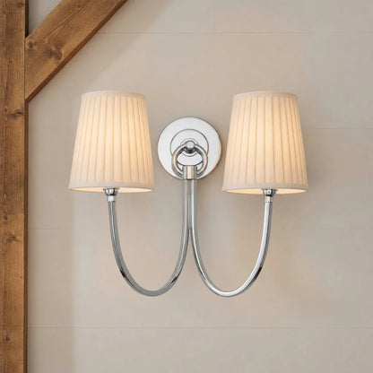 Kaevin Modern Elegant Linen Shade Double Wall Sconce