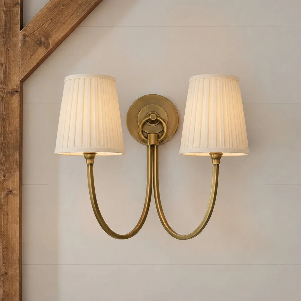 Kaevin Modern Elegant Linen Shade Double Wall Sconce