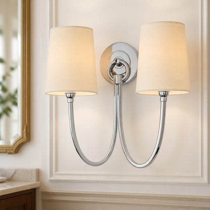 Kaevin Modern Elegant Linen Shade Double Wall Sconce